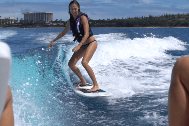 a girl in a pool of water